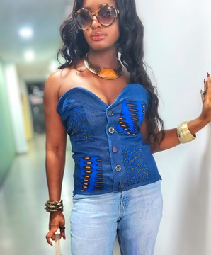 Didi Stretchy Denim and Wax Bustier Women Top For Beautiful Days/Special occasions
