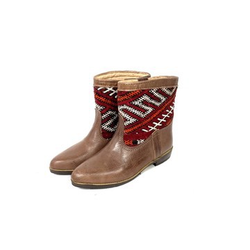 Botte en cuir véritable et kilim fait main haut de gamme.