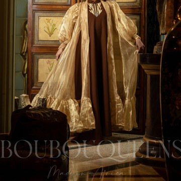 Dark Brown Inaré Boubou — With Scarf