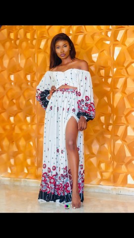 Ankara crop top and a slitted skirt