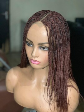 Single part Skinny Box  Braids, Wig for black women, Micro braids, Auburn with dark roots