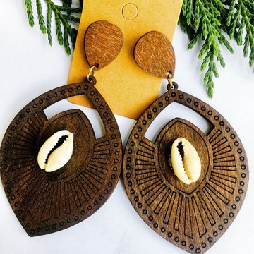 Beautiful pair of wooden earrings