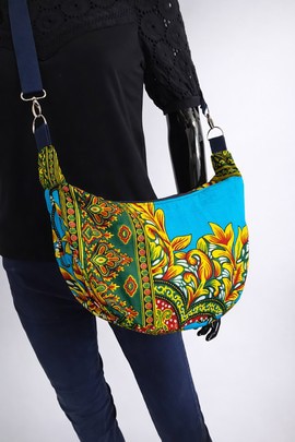 Wax half-moon shoulder bag
