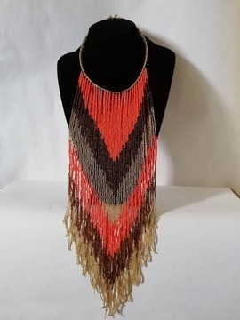 Collier de perles africain à franges, cadeau de Noël pour elle, bijoux africains, collier de perles tribal