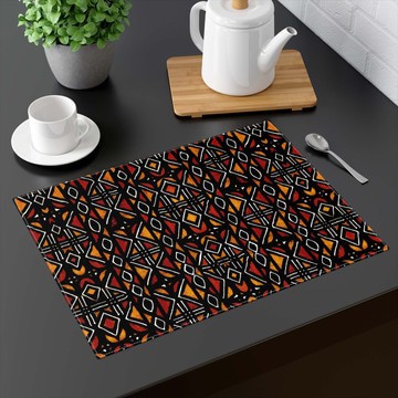 (TWO PIECES) Tabletop Placemat Afrocentric Mudcloth Print (MORE SIZES AVAILABLE)