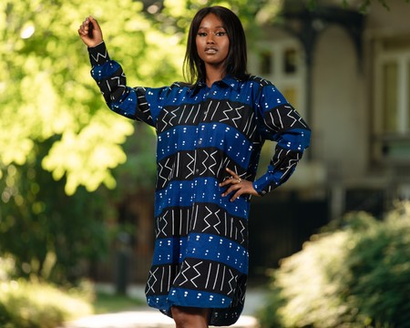 “Bogolan” print shirt dress