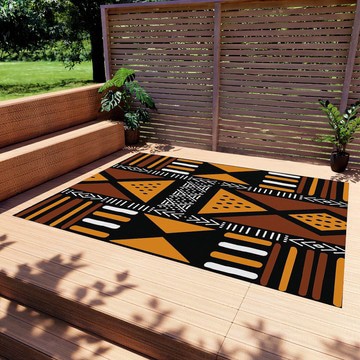 Tribal African Outdoor Rug Ethnic Print Carpet (LARGER SIZES AVAILABLE)