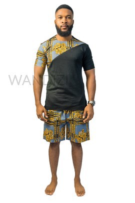 African Print Tshirt with matching shorts, Ankara shorts, 2pc African print beach wear