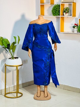 Blue wedding dress, African clothing for women, prom dress
