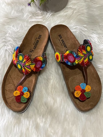 Kenyan Beaded Sandals /Masai Sandals / Maasai Slippers / African Beaded Shoes