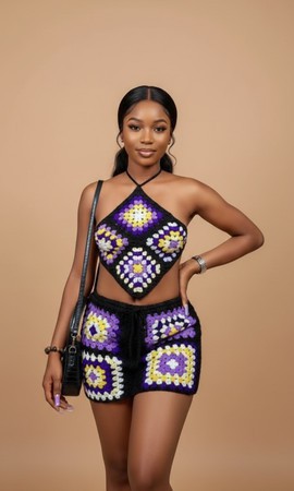 Ensemble deux pièces au crochet Midnight Bloom