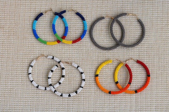 Beaded hoop earrings, African Beaded earrings, Elegant earrings, Tribal earrings, Boho earrings