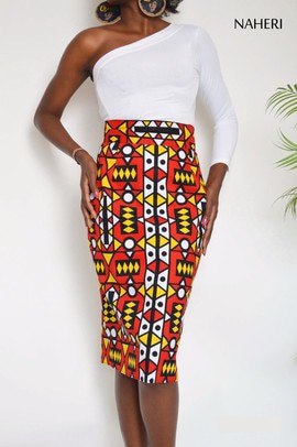 African print pencil skirt midi