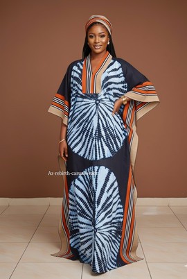 Stylish Batik Kampala Kaftan with Aso-Oke Trim