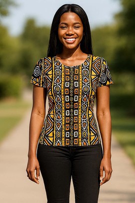 T-shirt pour femme à imprimé tribal coloré