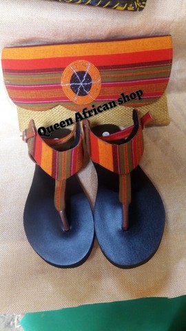 African Women Maasai Clutch bag with matching sandals