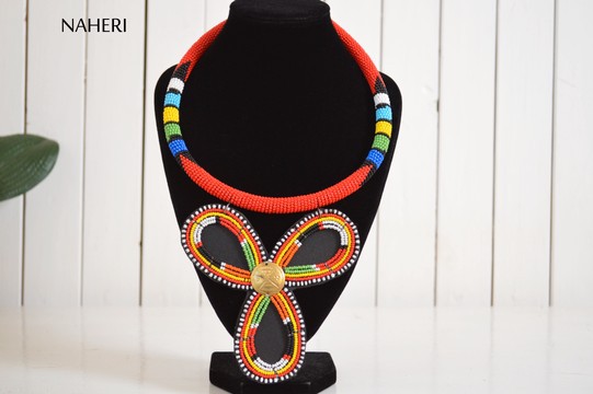 African Red Beaded Necklace | Zulu Beaded Necklace | Tribal and trendy