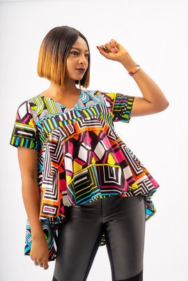 Haut kaléidoscope à imprimé africain, haut multicolore à Ankara, haut à imprimé africain