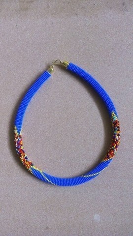 Collier de perles africaines zoulou, collier de corde bleue, son cadeau de Noël, collier tribal
