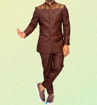 Beautiful 2pieces embroidered men safari suit