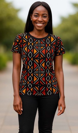 Bold Tribal Bogolan Print Women T-shirt