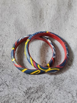 YEMOJA "S" NDOP / TOGUH BLUE bracelet in WAX fabric-loincloths