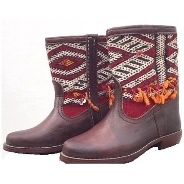 BIG SALE! Genuine leather boots with Kilim Handmade by Cuiroma craftsmen in Morocco