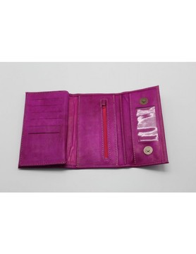 Portefeuille en vrai cuir rose