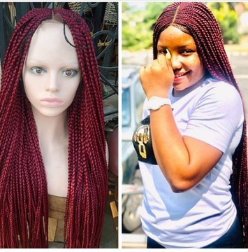 Rukky center part braids with closure, ready to wear