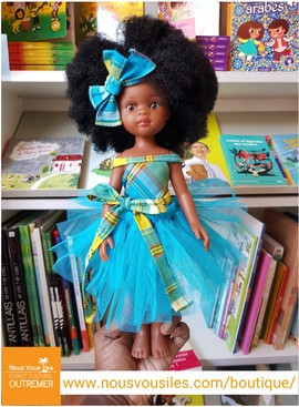 Poupée Noire Imany Colibri Dolls -  Danseuse madras turquoise