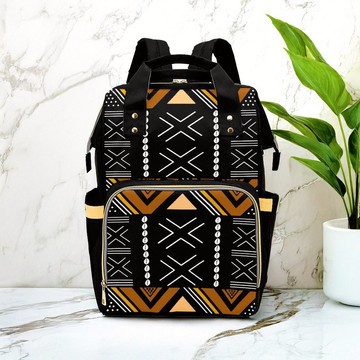 Mud Cloth Cowrie African Print Backpack | Afrocentric Bag