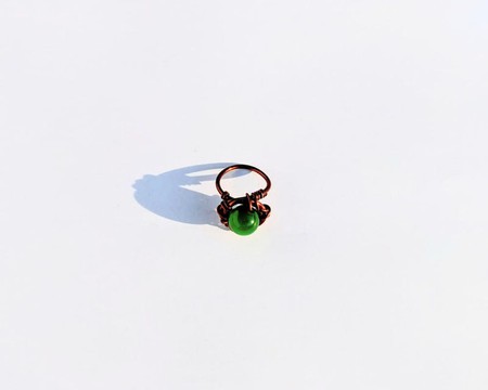 Copper Ring - Green Bead
