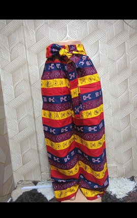 High Waist Ankara Palazzo Pants – Red Yellow Blue Tribal African Print Wide Leg Trousers
