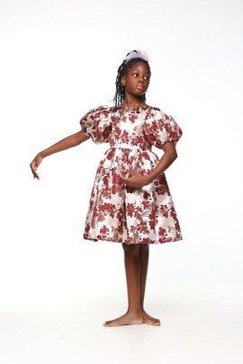 Robe en tissu damask pour fille | Robe pour enfant | Robe pour anniversaire |