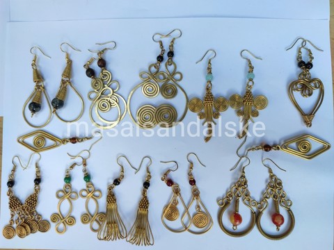 Brass earrings , brass and bone earrings , Wholesale brass earrings