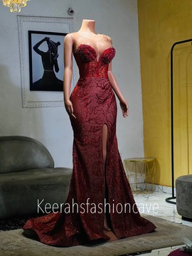 Red lace wedding dress, engagement dress, civil wedding gown