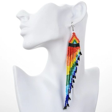 Boucles d'Oreilles Pendantes "Cascade Arc-en-Ciel" – Perles Tissées