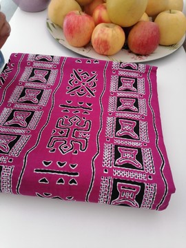 Tissus Wax 100 % coton 1 yard " Bogolan rose"