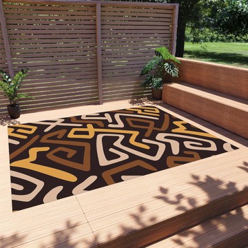 Doodle Kuba Carpet African Outdoor Rug Colorful Brown Print (LARGER SIZES AVAILABLE)