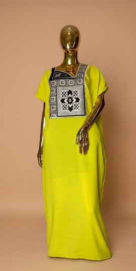 Long Lime Geo-Embroidered Bubu Kaftan - Wedding/ceremony