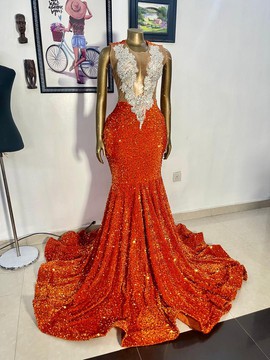 orange prom dress