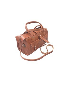 Handmade genuine leather travel bag with shoe compartment - Large weekend bag