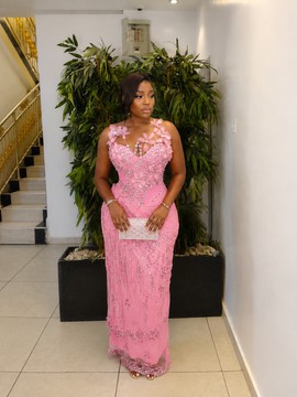 Luxury Pink corset Bridal Dress, Asoebi gown, Reception Dress