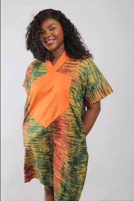 Ese Short Orange Dress| Classic Ankara Short Gown| Gift For Her|Ankara