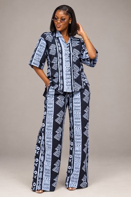 Ensemble coordonné imprimé noir et blanc 2 pièces pour femme