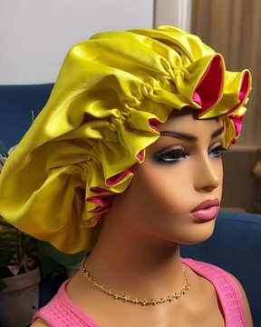 Reversible satin bonnet,  nightcap bonnet, headwrap, headgear, ready to ship bonnet,