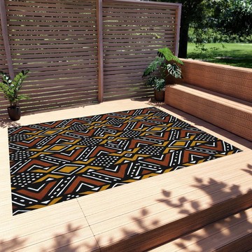 African Outdoor Afrocentric Rugs | Exterior Mudcloth Carpet (LARGER SIZES AVAILABLE)