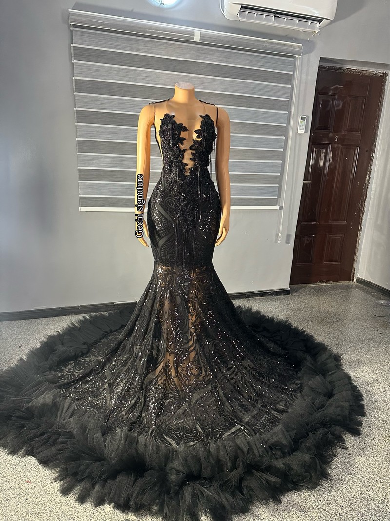 chanel little black dress Black Long Prom Dresses Spaghetti Strap Homecoming Dress SD1620 – Viniodress main image 0