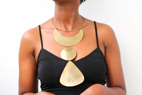 African Brass necklace, Choker Necklace, Pendant Brass necklace, Christmas gift for her, Moms gift
