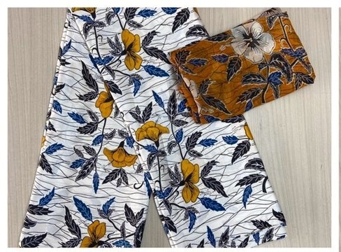 6 YARDS SILK FABRIC PRINTED HIBISCUS FLOWER 2 COLORS